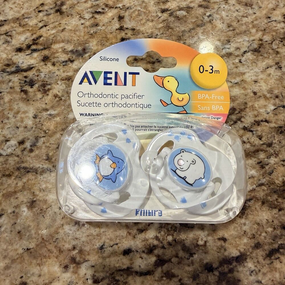 NWT Discontinued Philips AVENT Silicone Orthodonitc Pacifier 0-3 month 2pc